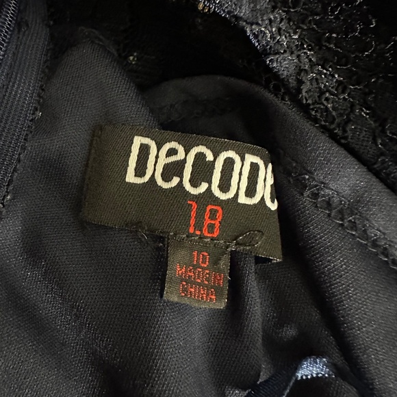 Decode 1.8 Navy Blue Lace Ruched Sequin Fairycore Flowy Long Formal Gown Sz 10 - Picture 6 of 7